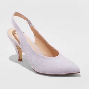 A New Day lilac faux suede sling back pumps
